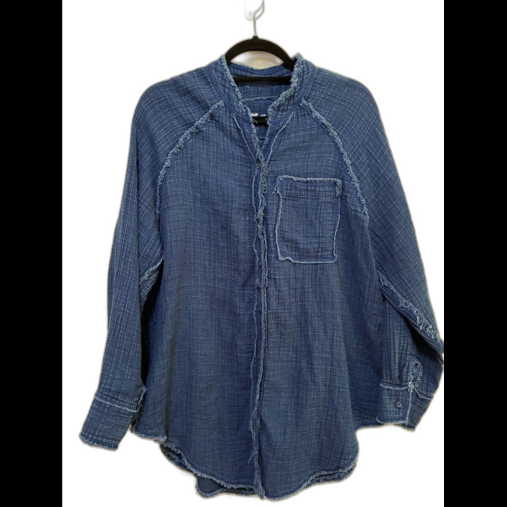 Aerie Navy Gauzy Cover up shirt size xs